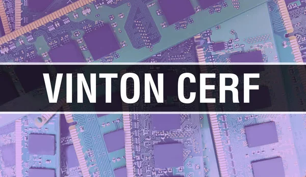 Vinton Cerf Κείμενο Γραμμένο Στο Circuit Board Ηλεκτρονική Αφηρημένη Τεχνολογία — Φωτογραφία Αρχείου