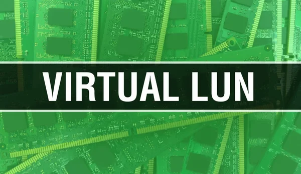 Virtuális Lun Elektronikus Alkatrészekkel Integrált Áramköri Lapon Háttér Digitális Elektronikus — Stock Fotó