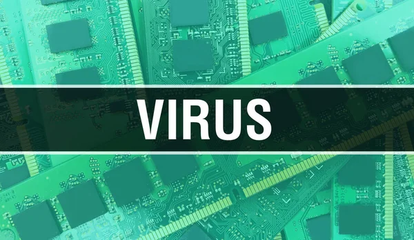 Virus Con Tecnología Hardware Electrónico Fondo Antecedentes Abstractos Con Circuito — Foto de Stock