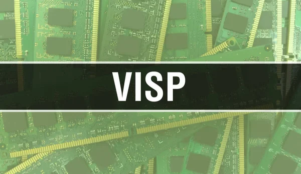 VISP with Electronic components on integrated circuit board Background.Digital Electronic Computer Hardware and Secure Data Concept. Computer motherboard and VISP. VISP Integrated Circuits Boar