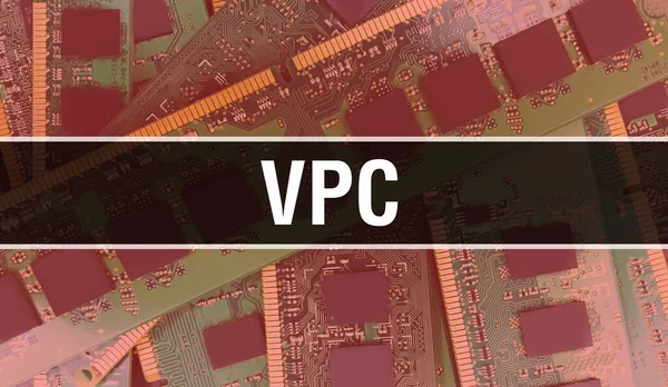 Εικονογράφηση Έννοιας Vpc Χρησιμοποιώντας Τσιπ Υπολογιστών Στον Πίνακα Κυκλωμάτων Vpc — Φωτογραφία Αρχείου