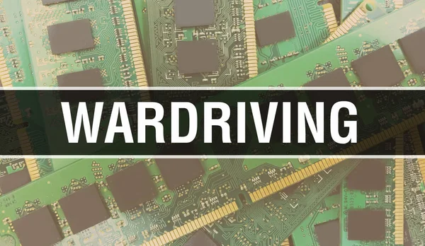 Wardriving Koncepció Illusztráció Segítségével Computer Chip Circuit Board Wardriving Közeli — Stock Fotó