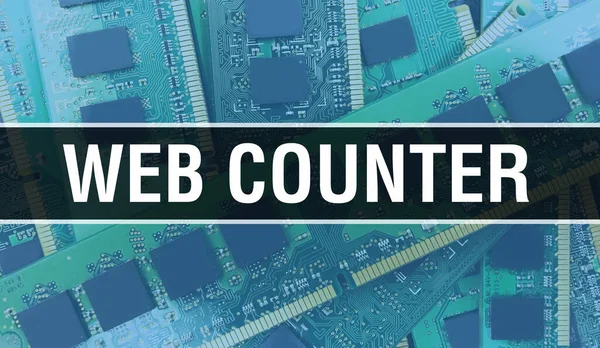 Web Counter Ilustração Conceito Usando Chip Computador Placa Circuito Web — Fotografia de Stock