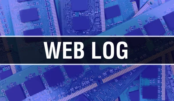 개념은 컴퓨터칩을 사용하는 설명한다 로그는 배경을 닫았습니다 Web Log Electronic — 스톡 사진