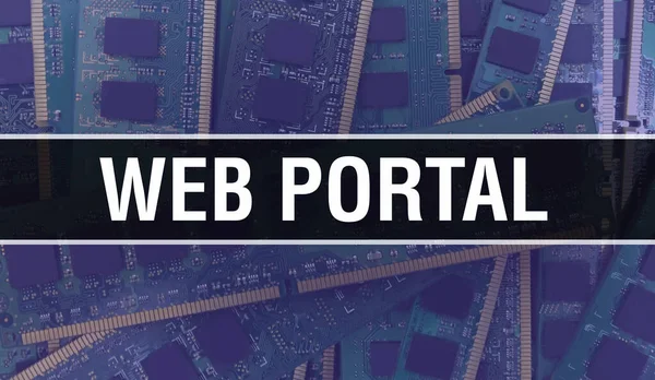 Web Portal Met Technologie Moederbord Digitaal Web Portal Computer Circuit — Stockfoto