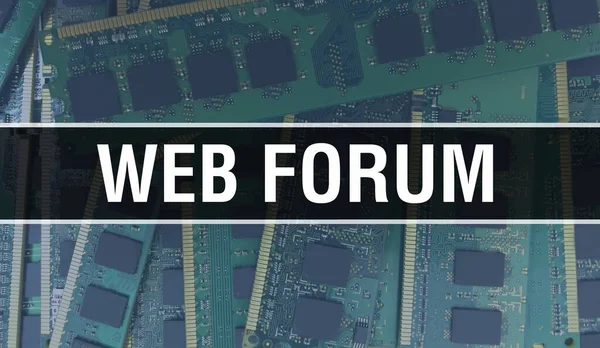 Forum Web Con Background Tecnologia Hardware Computer Elettronici Sfondo Astratto — Foto Stock