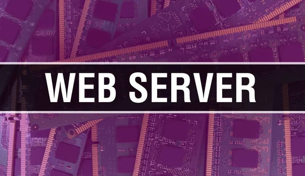 Concetto Web Server Con Scheda Madre Computer Testo Del Server — Foto Stock