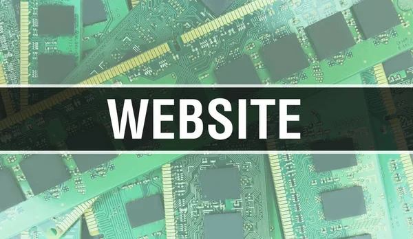 集積回路基板上の電子部品を持つウェブサイト背景デジタル電子計算機ハードウェアと安全なデータコンセプト コンピュータのマザーボードとウェブサイト ウェブサイト集積回路 — ストック写真