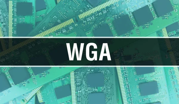 集積回路基板上の電子部品とWga デジタル電子計算機ハードウェアと安全なデータコンセプト コンピュータのマザーボードとWga Wga集積回路ボール — ストック写真