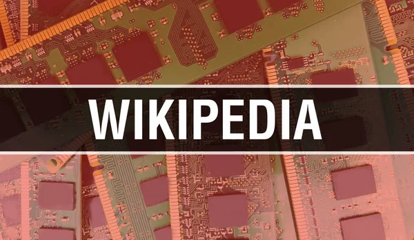 Wikipedia Concept Electronic Integrated Circuit Circuit Board Wikipedia Computer Chip — Stock Photo, Image