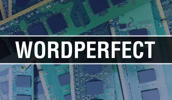 Концепция Wordperfect Электронной Интегральной Схемой Печатной Плате Wordperfect Технологией Chip — стоковое фото