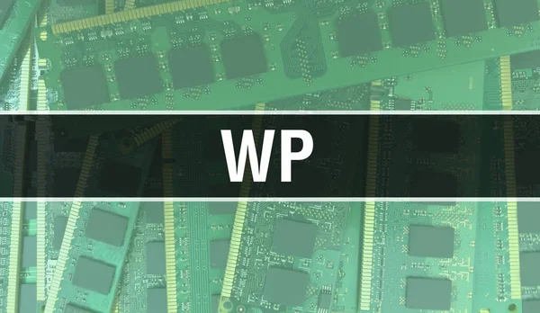 WP with Electronic Computer Hardware technology background. Abstract background with Electronic Integrated Circuit and WP. Electronic Circuit Board. WP with Computer Integrated Circuit Boar