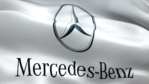 Mercedes Benz Flag Closeup 1080P Full 1920X1080 Footage Video Waving — стокове відео
