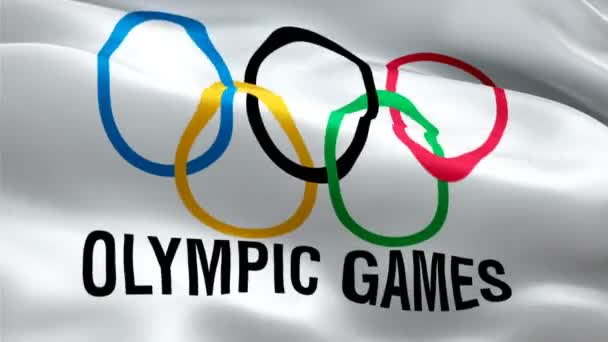 Olympic Games Flag Closeup 1080P Full 1920X1080 Footage Video Waving — ストック動画