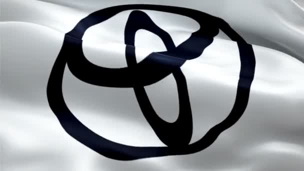 Toyota Logo Realistic Toyota Flag Background Toyota Flag Looping Closeup — стоковое видео