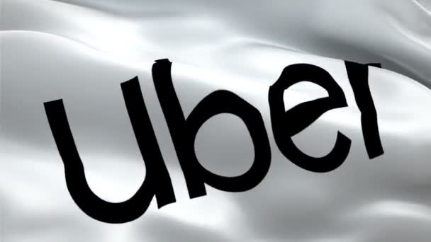 Uber Logo Realistic Uber Flag Background Uber Flag Looping Closeup — Vídeo de Stock