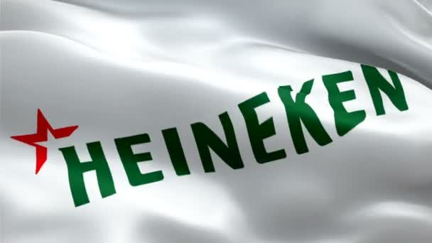 Витончений Логотип Реалістичний Heineken Flag Heineken Flag Looping Closeup 1080P — стокове відео