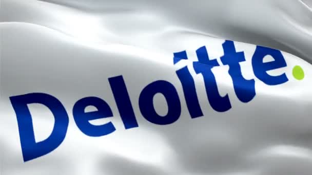 Logo Deloitte Realistické Pozadí Deloitte Flag Deloitte Flag Looping Closeup — Stock video