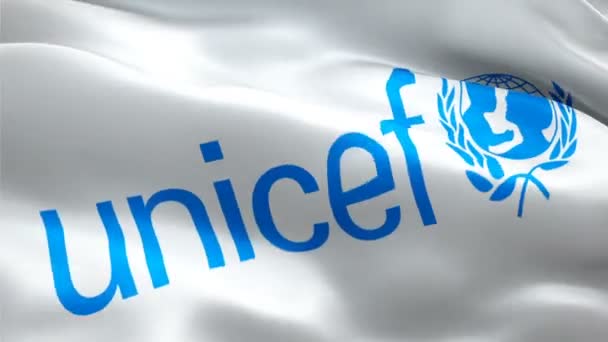 Unicef Flag Motion Loop Video Waving Wind Realistic Unicef Flag — Video Stock