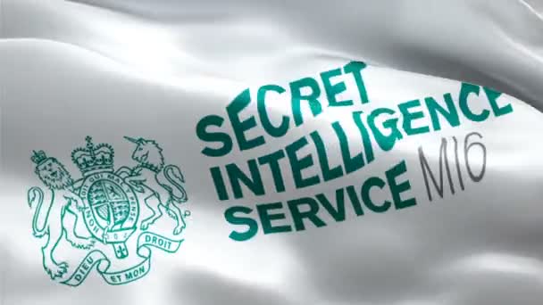 Secret Intelligence Service Flag Egyesült Királyság Mi6 Zászló Videó Hullámzó — Stock videók