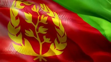 Eritre bayrağı sallıyor. Ulusal 3D Eritre bayrağı dalgalanıyor. Eritre 'nin kusursuz döngü animasyonunun işareti. Eritre bayrağı yüksek çözünürlüklü arka plan. Eritre bayrağı sunum için 1080p Tam HD video