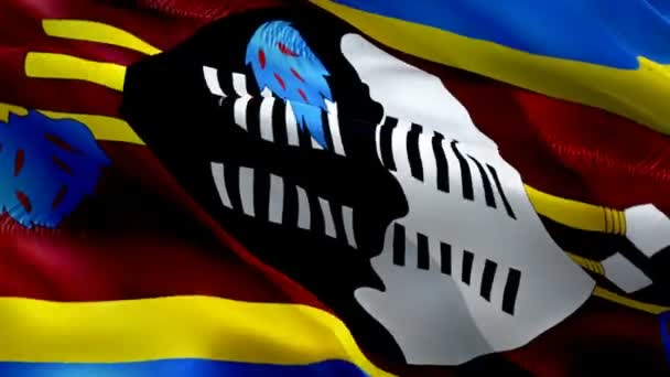 Eswatini Viftar Med Flaggan Nationell Swaziland Flagga Viftande Tecken Swazi — Stockvideo