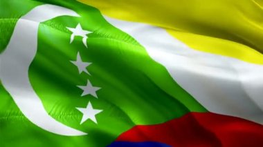 Comoros Hareketi videosu rüzgarda dalgalanıyor. Gerçekçi Comoro bayrağı geçmişi. Komoros Bayrak Döngüsü Kapanışı 1080p Tam HD 1920X1080 görüntü. Comoros afrika ülkesi film ve haber videolarını bayraklandırdı
