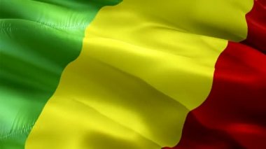 Kongo bayrağı sallıyor. Ulusal 3D DRC Kongo-Kinshasa bayrağı dalgalanıyor. Demokratik Kongo Cumhuriyeti kusursuz döngü animasyonu. DROC bayrağı HD çözünürlük arka planı. Sunum için Kongo bayrağı 1080p Tam HD video