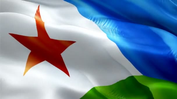 Djibouti Flag Motion Loop Video Waving Wind Realistic Djiboutian Flag — Vídeo de Stock