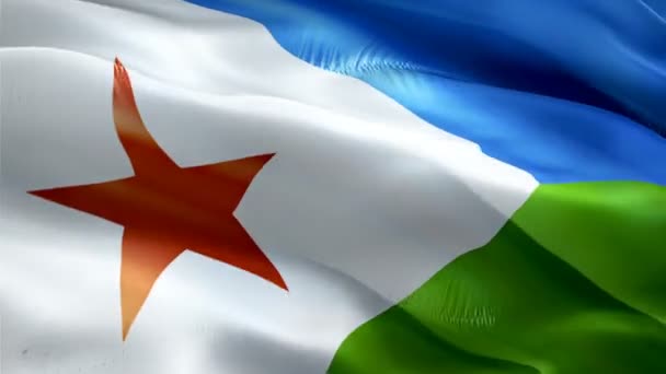 Djibouti Waving Flag National Djiboutian Flag Waving Sign Djibouti Seamless — Video Stock