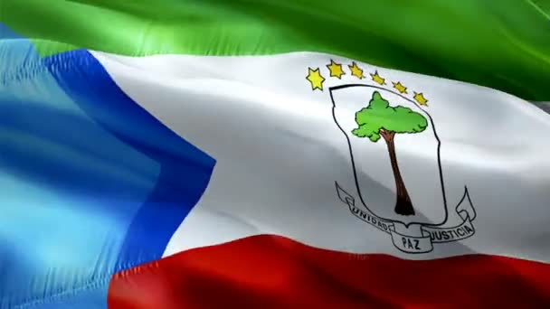 Equatorial Guinea Waving Flag National Equatorial Guinea Flag Waving Sign — Video Stock
