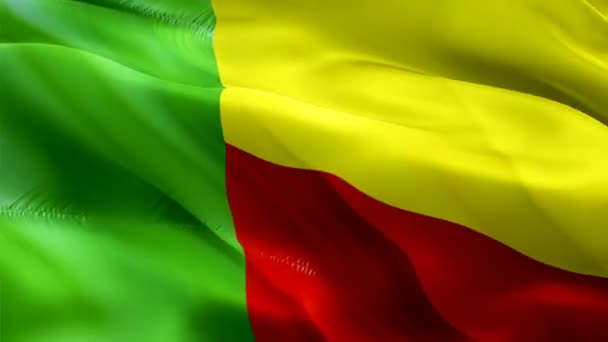 Benin Bayrağı Sallıyor Ulusal Benin Bayrağı Dalgalanıyor Benin Kusursuz Döngü — Stok video