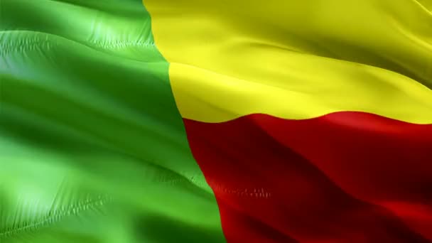 Benin Schwenkt Flagge Beninische Nationalflagge Geschwenkt Zeichen Der Nahtlosen Schleifenanimation — Stockvideo