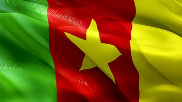 Kameroen Vlag Motion Loop Video Zwaaiend Wind Realistische Achtergrond Van — Stockvideo
