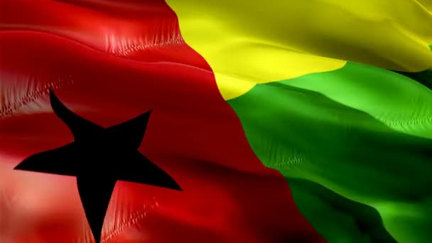 Guinea Bissau Waving Flag National Bissau Guinean Flag Waving Sign — Video Stock