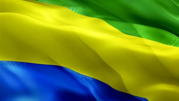 Γκαμπόν Κυματίζει Σημαία Εθνική Γκαμπόν Σημαία Κυματίζει Σημάδι Της Γκαμπόν — Αρχείο Βίντεο