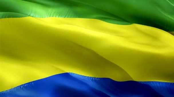 Gabonská Vlajka Motion Loop Video Vlnící Větru Realistické Pozadí Gabonské — Stock video