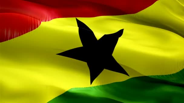 Ghana Flag Motion Loop Video Waving Wind Realistic Ghana Flag — ストック動画