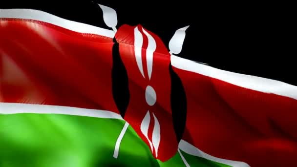 Kenya Flag Motion Loop Video Waving Wind Realistic Kenyan Flag — Vídeo de Stock