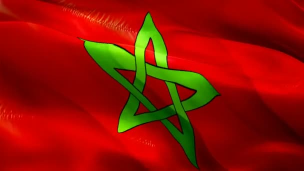Die Marokkanische Flagge Weht Wind Realistischer Hintergrund Der Marokkanischen Flagge — Stockvideo