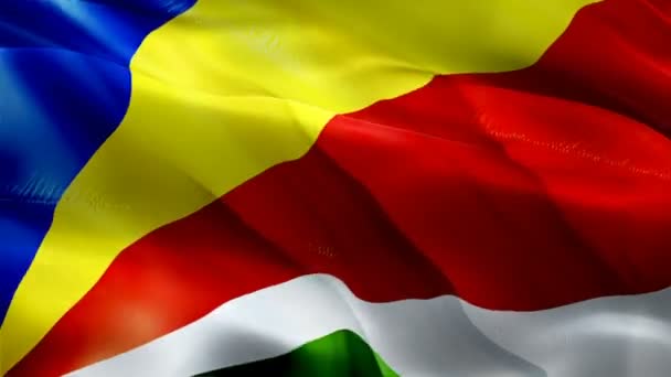 Seychelský Ostrov Mává Vlajkou Národní Seychellois Vlajka Mává Znamení Seychelské — Stock video