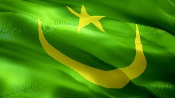 Mauritanië Zwaaiend Met Vlag Nationale Mauritaanse Vlag Wapperend Teken Van — Stockvideo