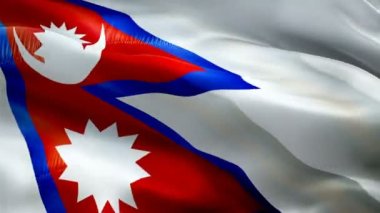 Nepal bayrağı sallıyor. Ulusal 3D Nepal bayrağı dalgalanması. Nepal 'in kusursuz döngü animasyonunun işareti. Nepal bayrağı yüksek çözünürlüklü arka plan. Sunum için Nepal bayrağı 1080p Tam HD video