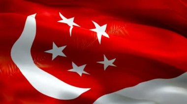 Singapur bayrağı rüzgarda sallanan hareket döngüsü videosu. Gerçekçi Singapur Bayrağı geçmişi. Singapur Bayrak Döngüsü Kapanışı 1080p Tam HD 1920X1080 görüntü. Singapur Asyası film ve haber videolarını bayraklandırdı