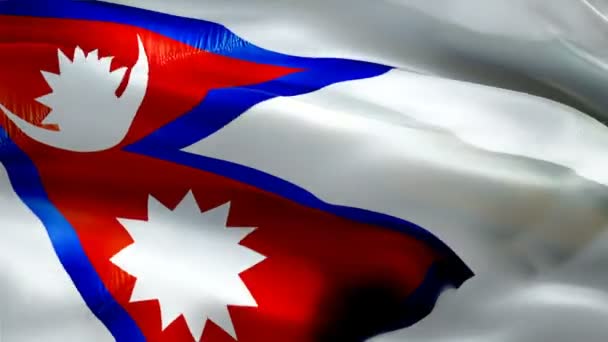 Nepal Bayrağı Hareketli Döngü Videosu Rüzgarda Dalgalanıyor Gerçekçi Nepalli Bayrak — Stok video