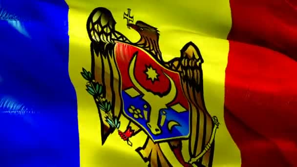 Moldavia Bandera Vídeo Ondeando Viento Fondo Realista Bandera Moldava Moldova — Vídeo de stock