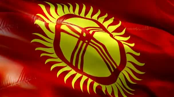 Kyrgyzstan Flag Motion Loop Video Waving Wind Realistic Kyrgyz Flag — 图库视频影像
