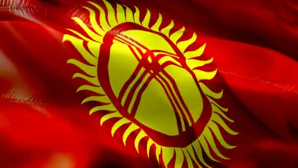 Bandera Kirguistán Motion Loop Video Agitando Viento Fondo Realista Bandera — Vídeo de stock