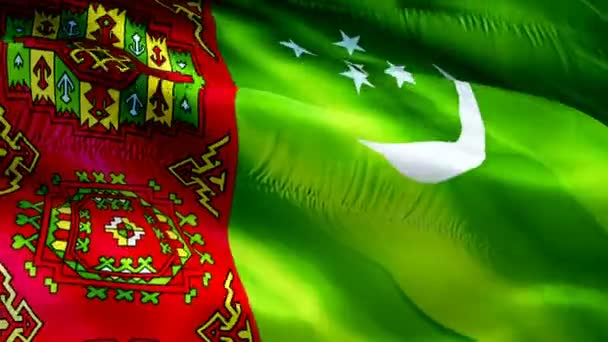 Turkmenistan Waving Flag National Turkmen Flag Waving Sign Turkmenistan Seamless — Stockvideo