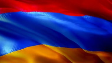 Ermenistan bayrağı rüzgarda dalgalanan video döngüsü. Gerçekçi Ermeni Bayrağı geçmişi. Ermenistan Bayrak Döngüsü Kapanışı 1080p Tam HD 1920X1080 görüntü. Ermenistan 'ın AB ülkesi film ve haber videolarına bayrak dikti